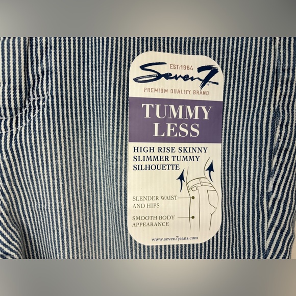 $69 Seven 7 Jeans High Rise Skinny Women’s Size 8 Blue/White Striped TUMMYLESS - Picture 6 of 10